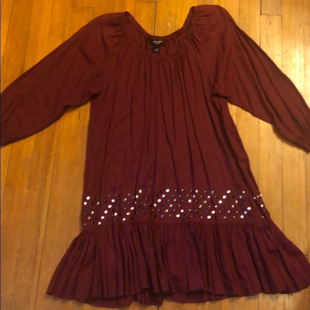 Size small maroon tonic with metallic detail